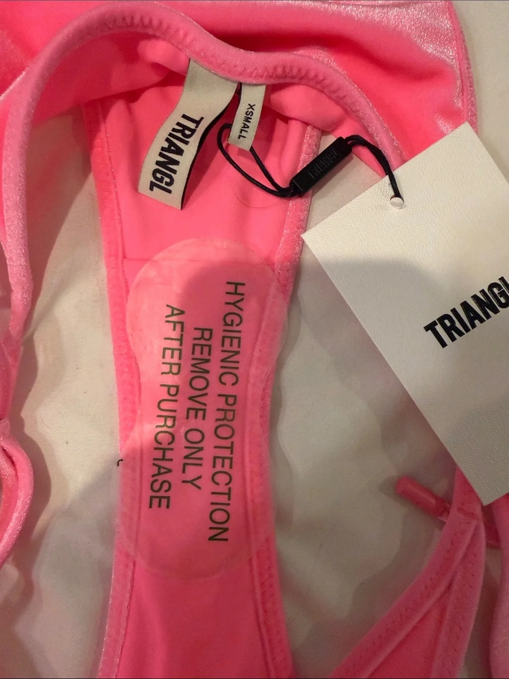 NWT triangl swimwear vinca - pink candy velvet triangle bikini set xs